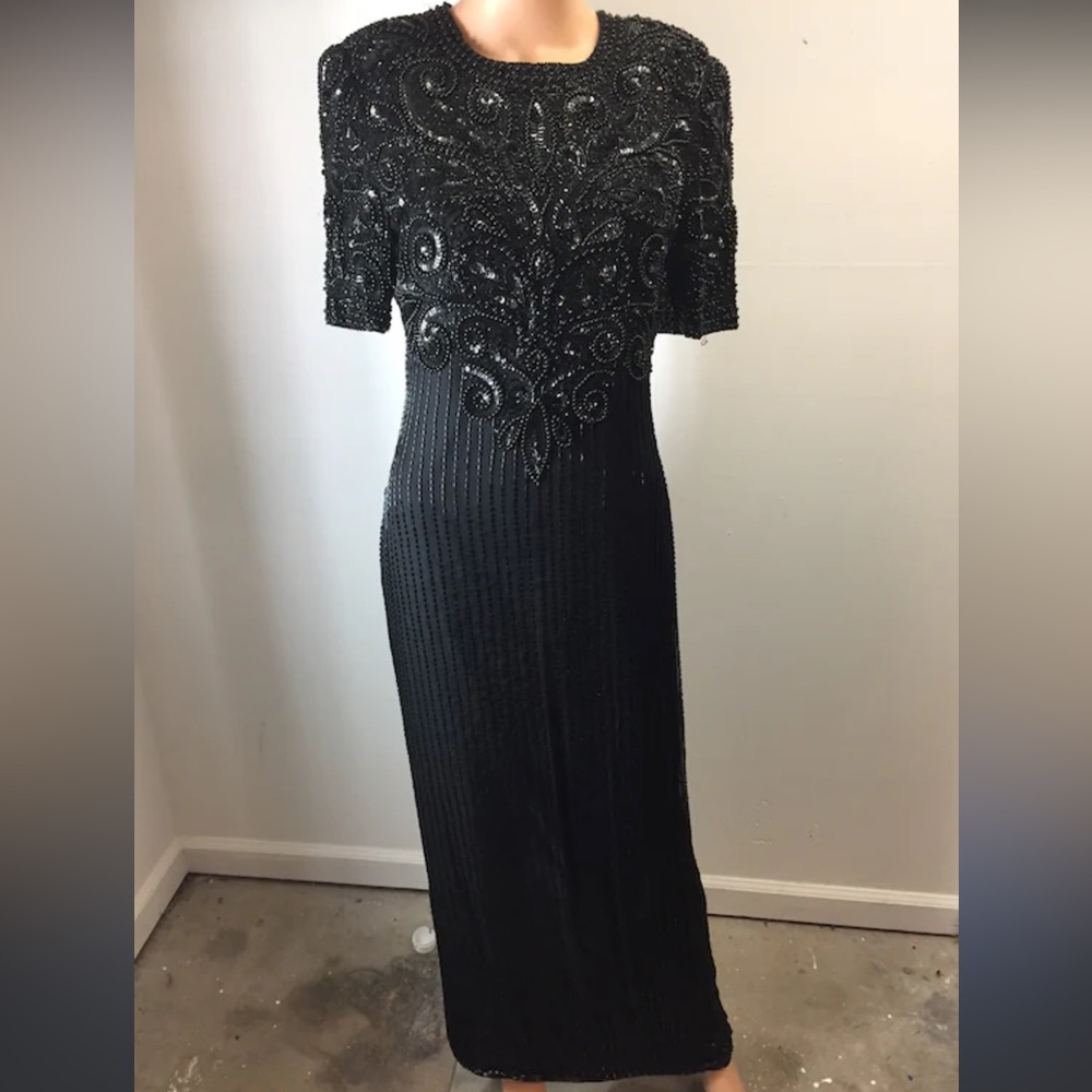 Laurence Kazar Long Black Beaded Sequin
